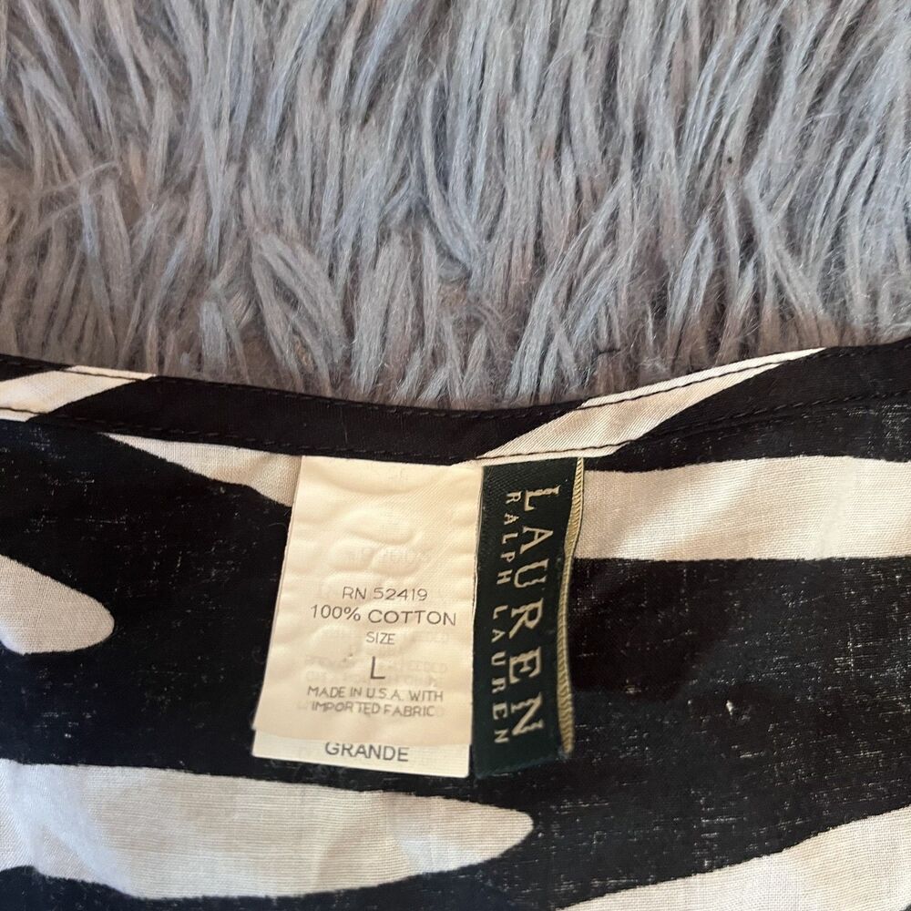 Lauren Ralph Lauren Black White Swimsuit Coverup Cotton Size L - Picture 2 of 4